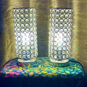 Decorative Silver Crystal Lamp. Set of 2.